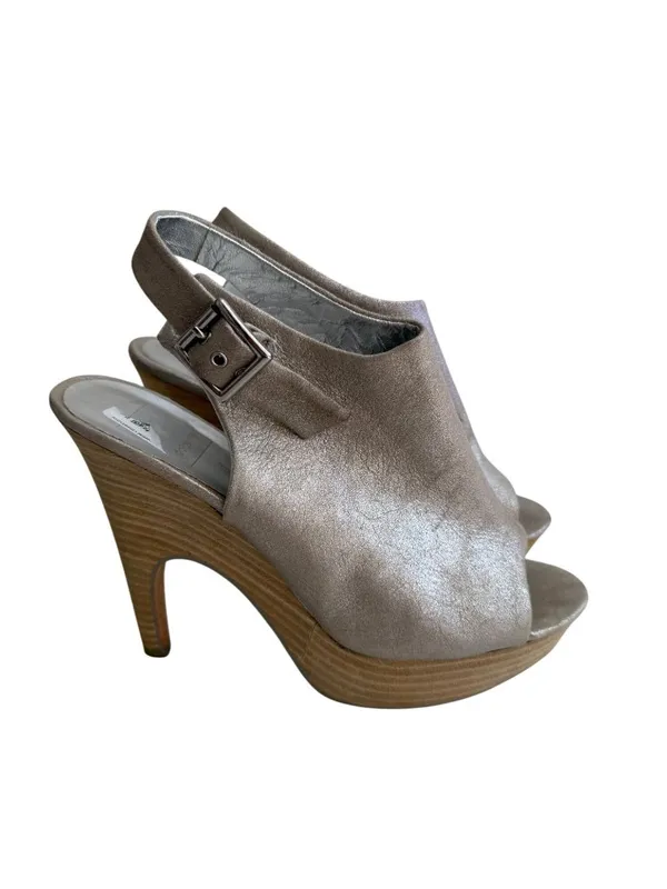 DOLCE VITA Silver Platform Slingback Heels Size 8.5 - Image 2