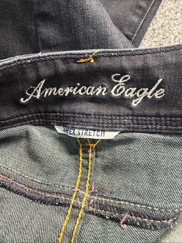American Eagle Outfitters Low-Rise Slim Boot Cut Dark Blue Super Stretch Jeans - Image 9