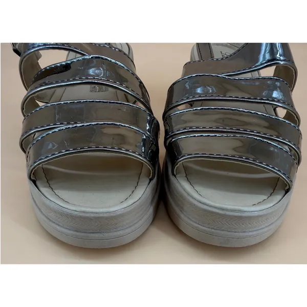 Lidias y Maria's Platform Sandals Women Size 10 Pewter Good Metallic Strappy - Image 6