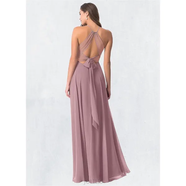 Azazie A-Line Pleated Chiffon Floor-Length Dress Size A2 - Image 3
