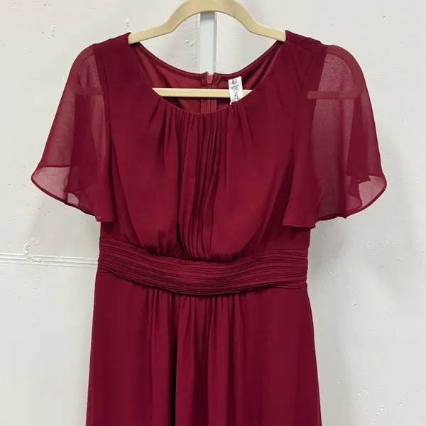 NWT‎ Ever Pretty Burgundy High-Low Chiffon Flutter Sleeve Midi Dress Size 6 - Image 3