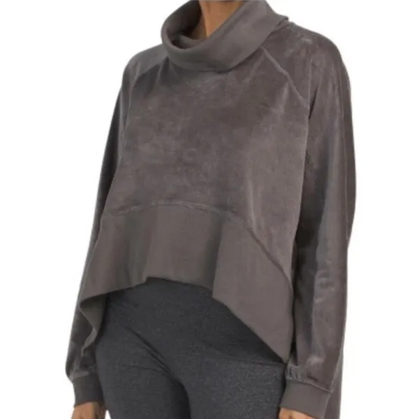 Free People Movement Last Chance Oversize Velour Charcoal Pullover Size M - Image 2