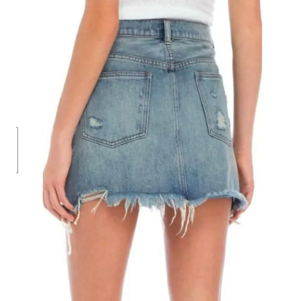 NWT Free People Relaxed & Destroyed Denim Mini Skirt | Size 24 - Image 5