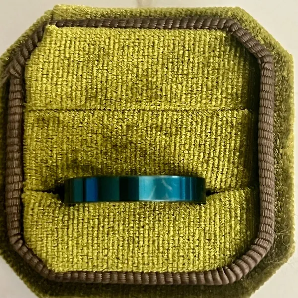 Blue Tungsten Carbide High Polish 2mm Wedding Band -Unisex Size 9 - Image 2