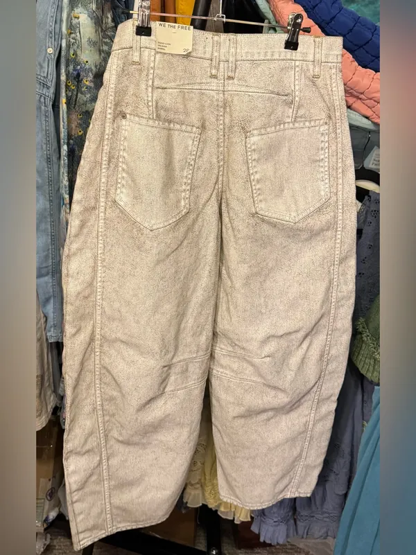 NWT Free People We The Free Good Luck Coated Barrel Jeans - white lightning - 28 - Image 11