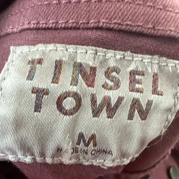 Tinsel Town Women’s Red Denim Overall Dress Size Medium EUC - Image 5