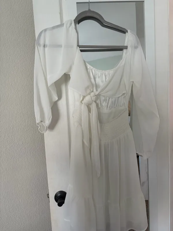 Long sleeve white mini dress - Image 2