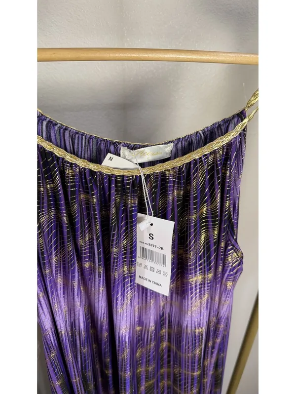 NWT Size S Purple Halter Maxi Dress with Gold Chain Straps - Image 2