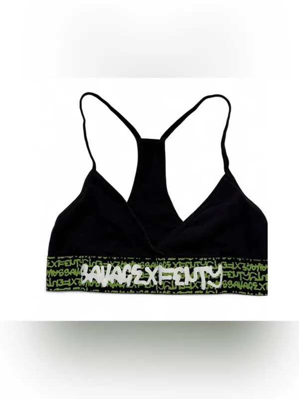 Savage X Fenty Black Bralette with Neon Green Logo Band - Image 3