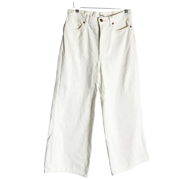 Wrangler World Wide Cream Wide Leg High Rise Western Denim Jeans Size 30x28 - Image 2