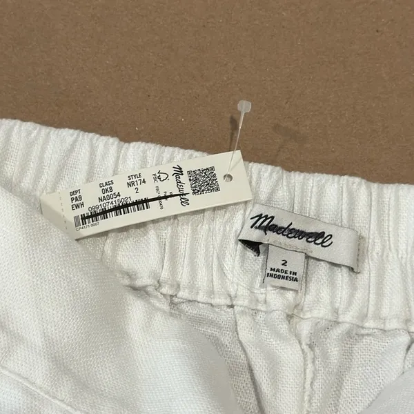 NWT Madewell Pull-On Straight Crop Pants NR174 White Linen Cotton‎ Blend Size 2 - Image 9