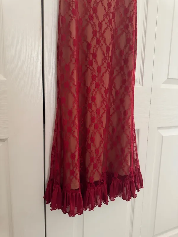 Tiger Mist Red lace ruffle midi Deja Dress NWT - Image 6