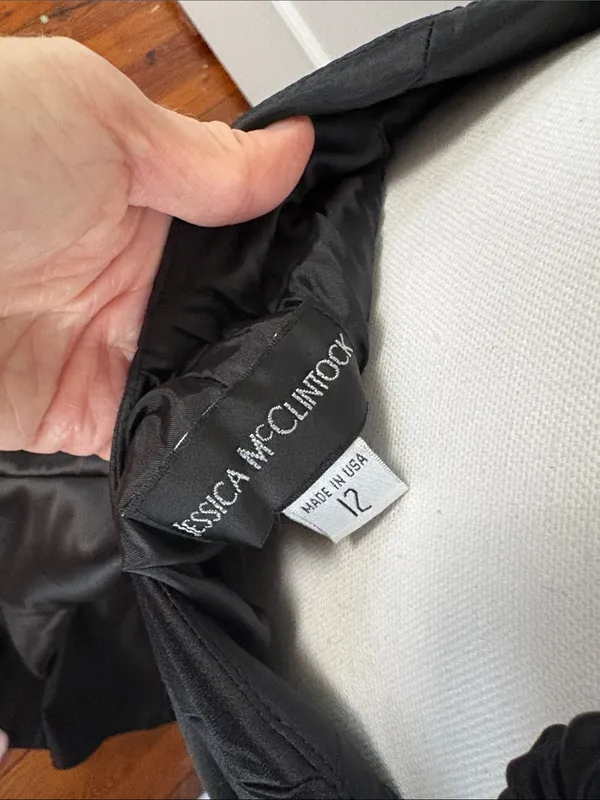 Vintage Jessica McClintock Strapless Backless Black Satin Mermaid Gown Size 12 - Image 4