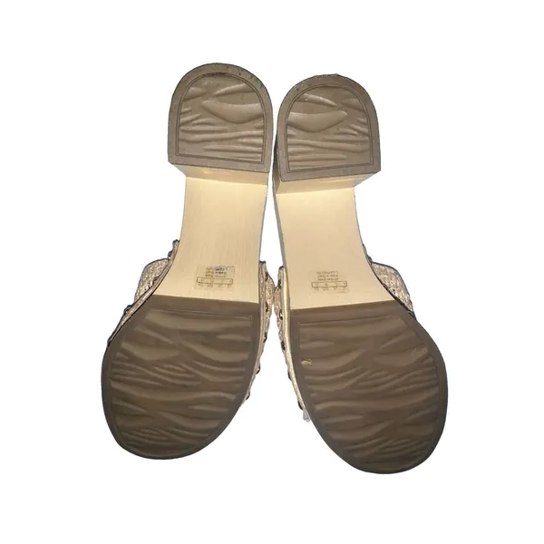 Franco Sarto Capri Clog Womens Platform Heel Sandals Straw Chain Beige Size 8 - Image 7