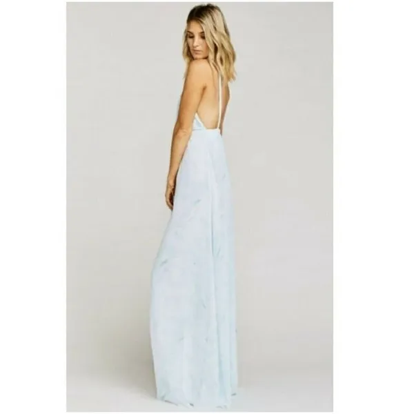 Show me your Mumu halter Maxi dress SMALL baby blue bridesmaid sleeveless - Image 2