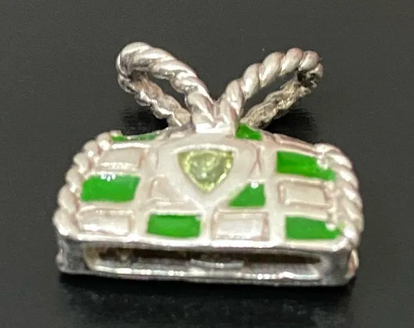 Sterling Silver 925 Green Enameled Peridot Birthstone Purse Bag Pendant 4g. - Image 10