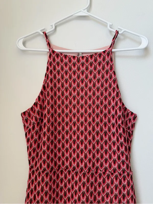 Gianni Bini Casey Crochet Overlay Midi Dress In Coral Size Medium - Image 3