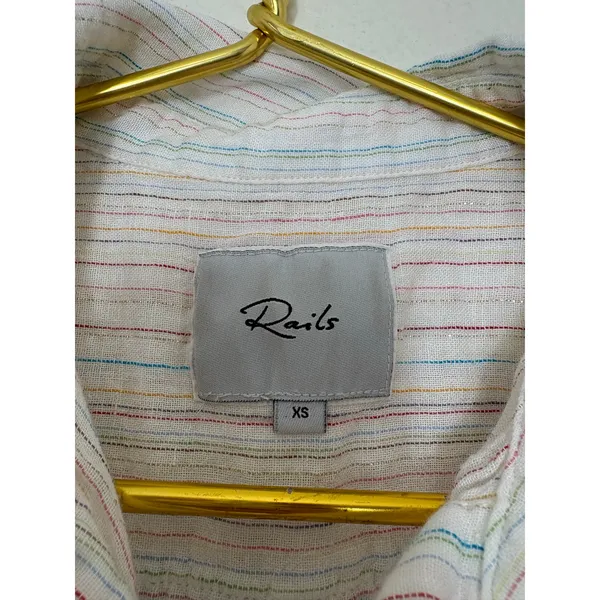 Rails Charli Shirt Size XS Oahu Stripe Metallic Linen Lightweight Button Down - Image 6