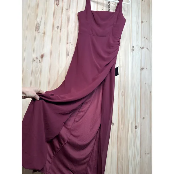 NWT Lulus Glamorous Disposition Burgundy Ruched Maxi Dress Bridesmaid Gala Sz XL - Image 6