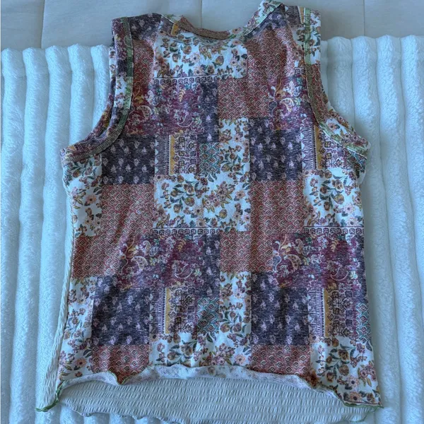EARTHBOUND Cream Tank Top with Floral Trim - Image 3