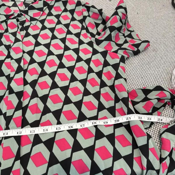 DVF Silk Kendyl Maxi Dress Hexagon Print Size XL Geometric - Image 10