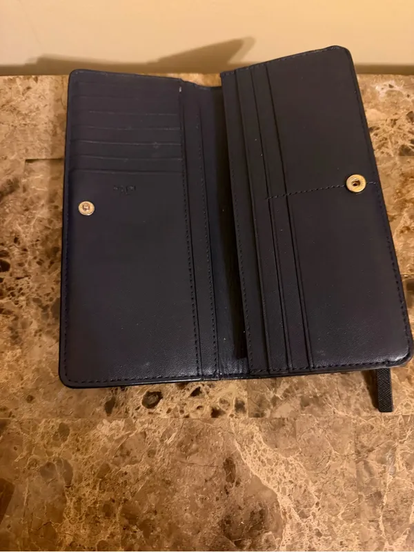 Tory Burch Black Zip-Around lightweight Wallet with Gold Logo “Authentic” - Image 3