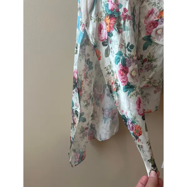 AMUR Eleanor Asymmetric Floral‎ Silk Blend Midi Dress Ivory Size S - Image 10