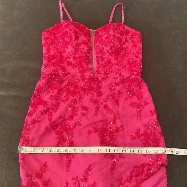 Women’s Pink Mermaid Fit Prom Party Dress Sparkly Sequins Lace Up Back Size 6 - Image 10