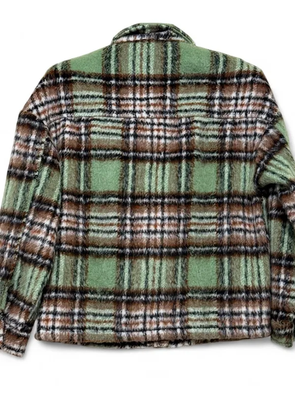 Lulus Women’s Sit Fireside Green Plaid Shacket Size XS - Image 12