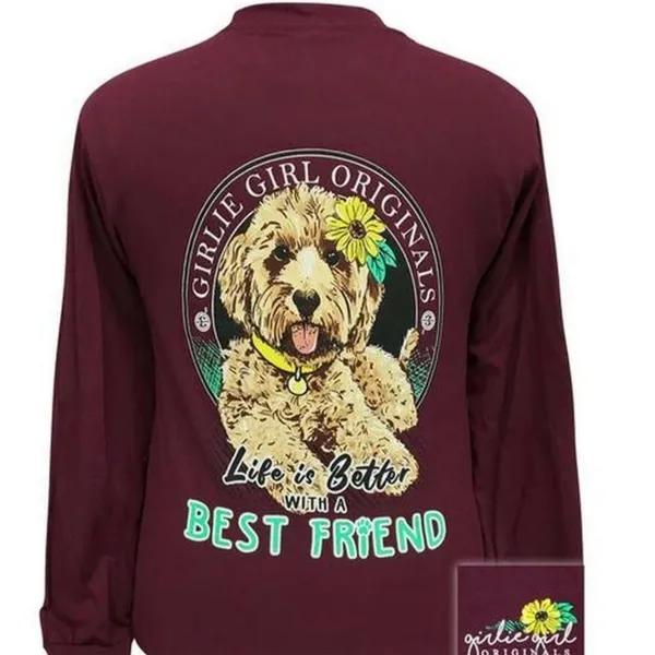 Simply Southern Women's Large Red Floral‎ Long Sleeve T-Shirt Best Friend Woman - Image 2
