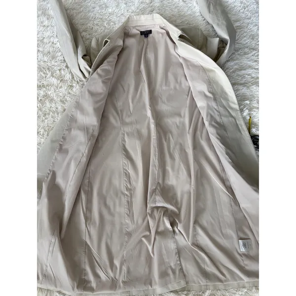 Classiques Entier Vintage Women's Beige Trench‎ Coat, Collared, Size Large - Image 6