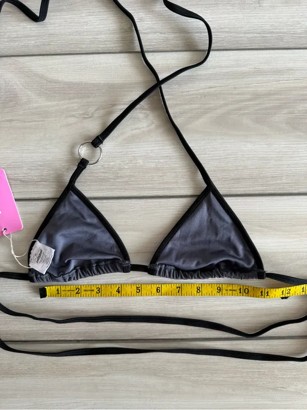 Edikted Kenni Ring Contrast Triangle Bikini Top Grey XS NWT - Image 8