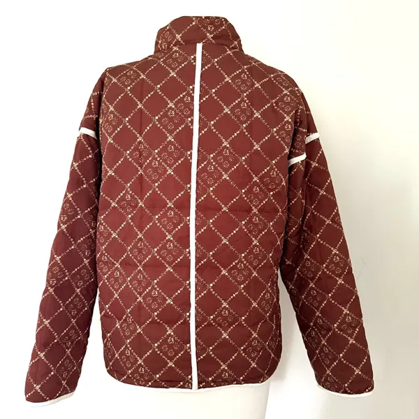 NWT Omoone Boho Brown Floral Quilted Padded Lightweight Puffer Coat Jacket Sz XS - Image 4