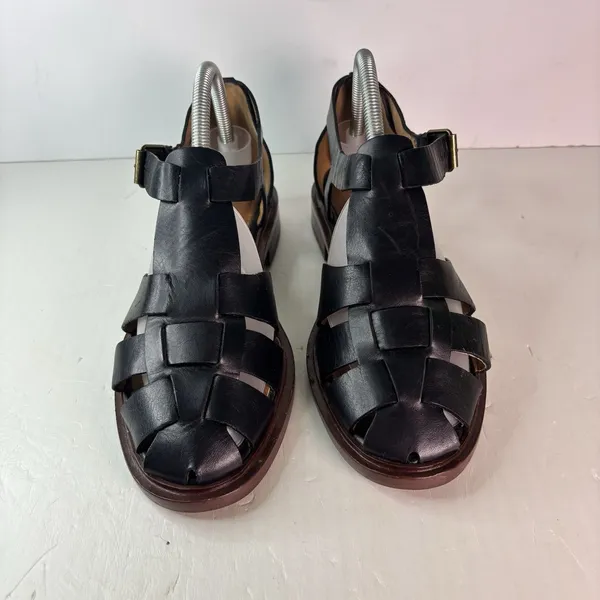 Madewell The Rina Fisherman Flats Black Leather Sandals Women's Size 8.5 US - Image 2