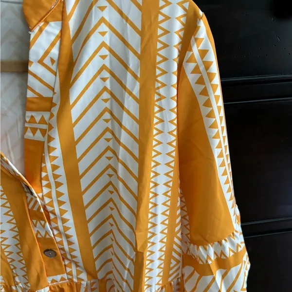 Orange and White patterned sundress Size M - Image 2