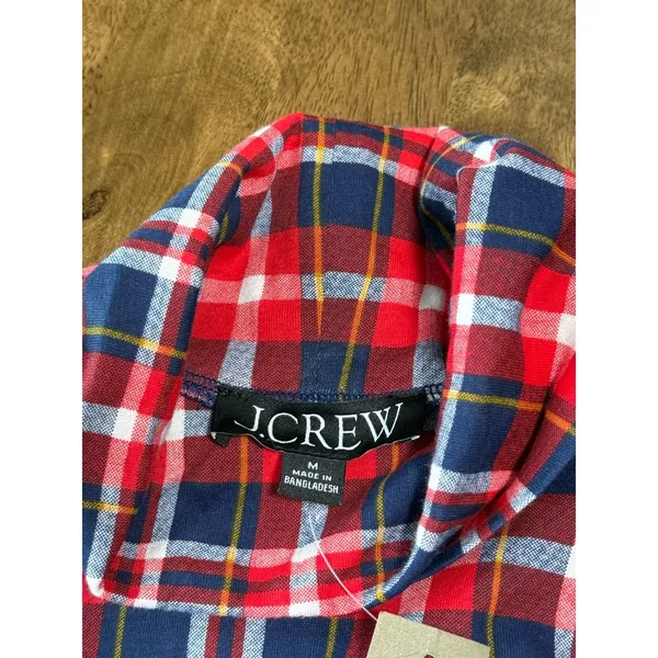 NWT‎ Womens J. Crew tissue turtleneck red navy white plaid 100% cotton size M - Image 3