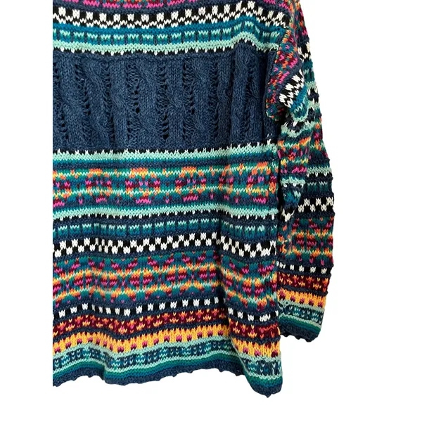 VTG The Limited Hand Knit Ramie Cotton Fair‎ Isle Sweater Sz S - Image 5