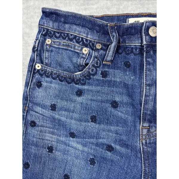 Madewell High Rise Slim Boyfriend Embroidered Flowers Women’s Jeans‎ 26 - Image 2