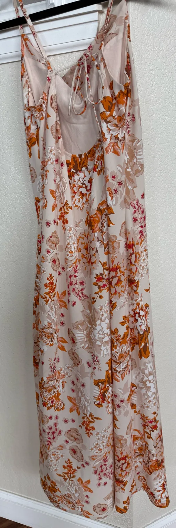 Slip dress silky fall colors cowl neck - Image 2