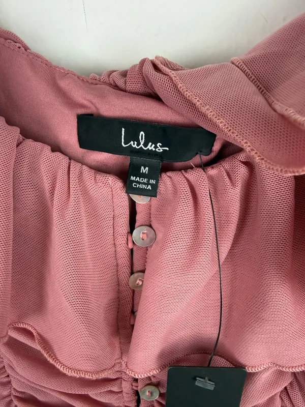 NWT Lulus Elegant Posture Mauve Pink Mesh Ruched Cold-Shoulder Bodysuit Size XS - Image 6