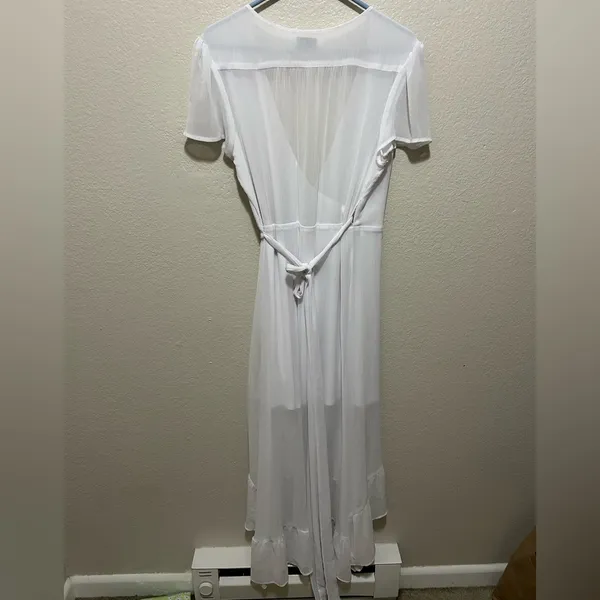 WAYF Natasha White Wrap Dress Large Romantic Cottagecore Ruffle Bridal Shower - Image 7