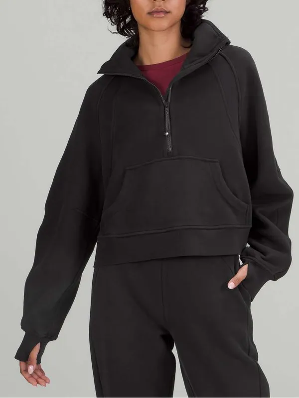 Lululemon Scuba Oversized Funnel Neck Fleece Sweatshirt Black W3FJ6S XS/S - Image 2