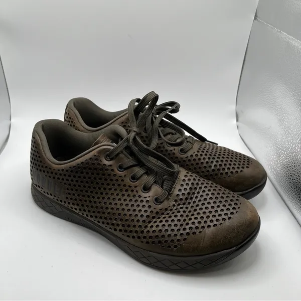Nobull Perforated Leather Trainer Low Women's Size 10 Mens 8.5 Workout Gym Brown - Image 9