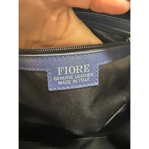 FIORE Women's Saffiano Leather Classic Dome Satchel Bag Made in Italy Navy - Image 10