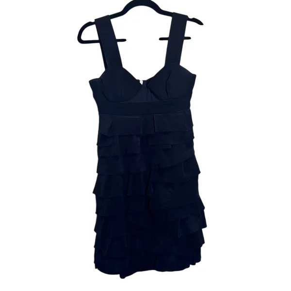 Alexander Wang Black Silk Bustier Silk Mini Dress Womens 4 Ruffled Tiered Goth - Image 2