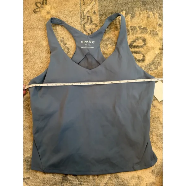 Spanx Better Base Active V-Neck Shelf Tank Blue Sz Large NWT $80 - Image 4