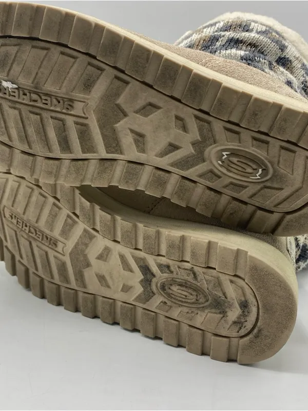 Skechers Womens Slip On Brown Mid-Calf Knit Cold Weather Boots Leopard 6 Animal - Image 5