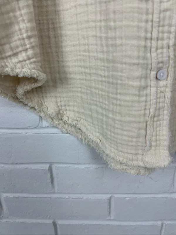 Aerie Pool To Party Gauze Cotton Button Down Coverup Shirt Size XS - Image 8