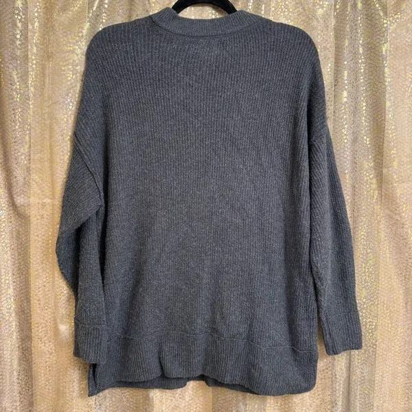 Aerie Dark Gray Oversized Ribbed Knit Drop Shoulder‎ Crewneck Sweater XS - Image 2