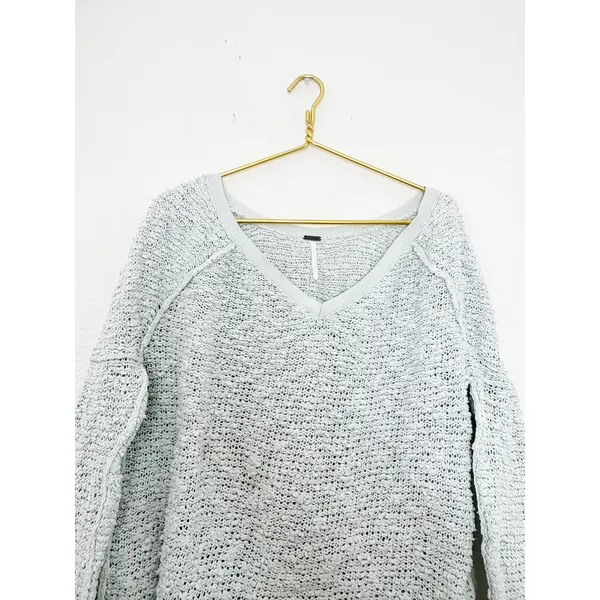 Free People Songbird Shaggy Knit Pullover Sweater Chunky Oversize Medium Seafoam - Image 5